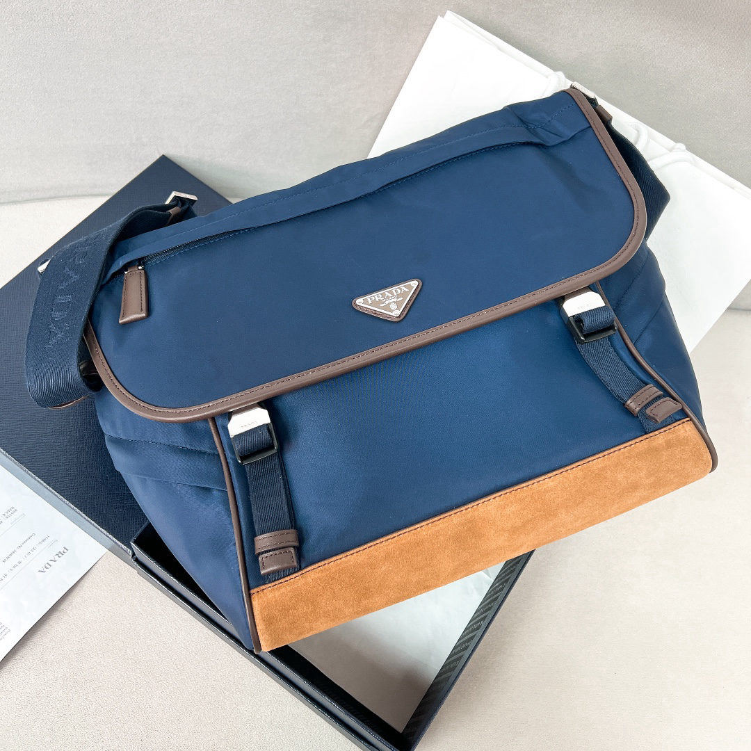 PRADA double-buckle nylon messenger bag