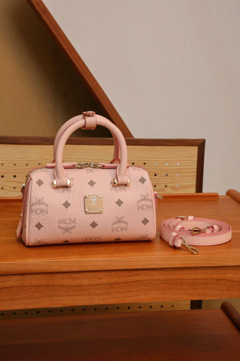 MCM Aren Essential Cherry Blossom Pink Mini Boston Pillowcase