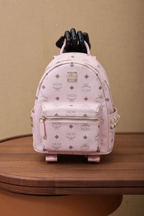 mcm strak visetos cherry blossom pink mini backpack