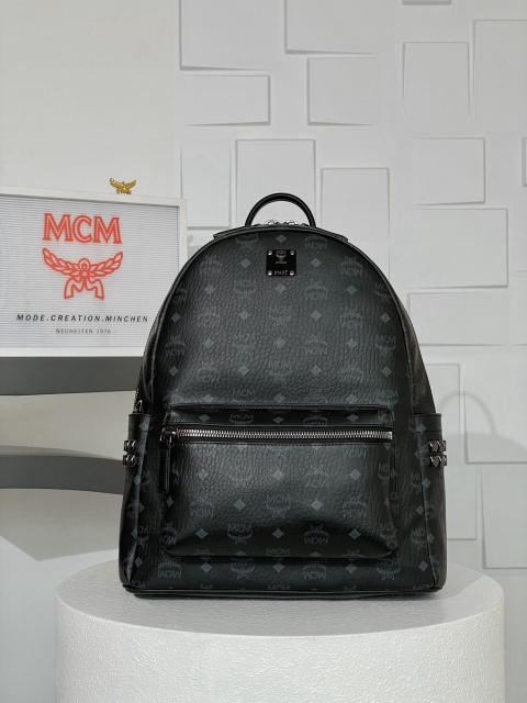 MCM Strak Visetos Medium Studded Backpack
