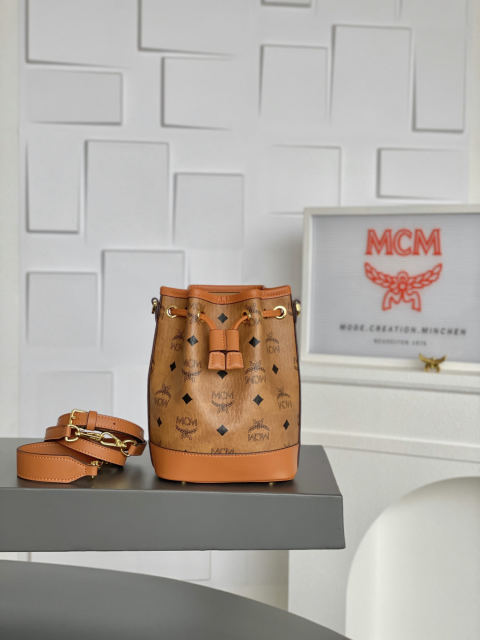 MCM DESSAU VISETOS Mini Drawstring Bucket Bag