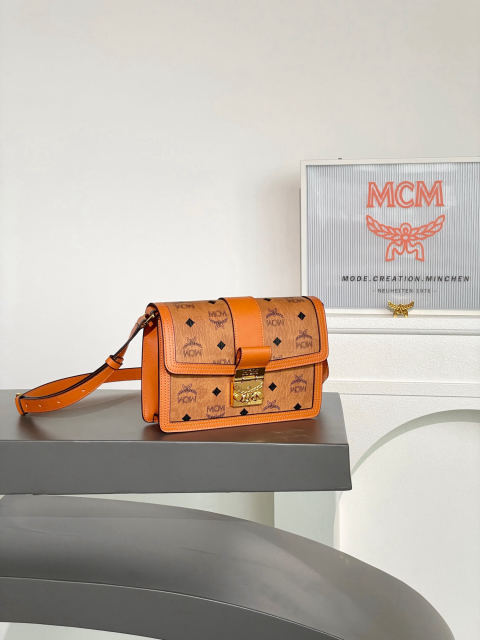 MCM TRACY VISETOS Small Crossbody Shoulder Strap Flap Bag