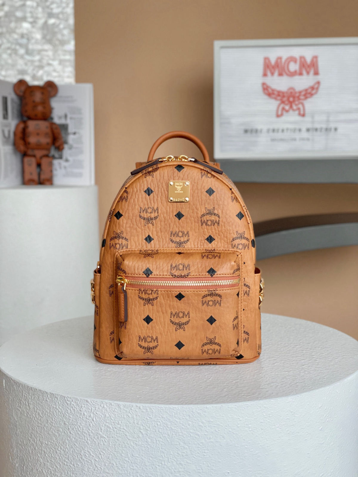 MCM STARK VISETOS mini studded backpack