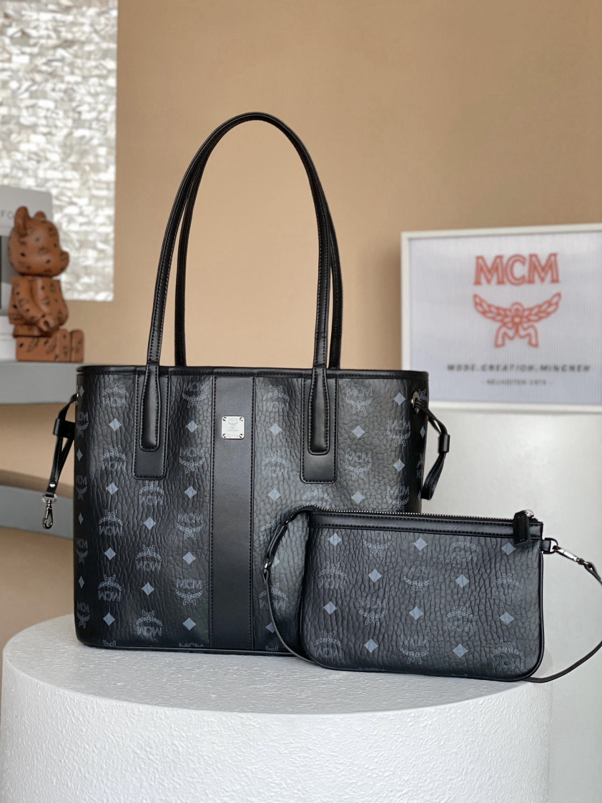 MCM LIZ VISETOS MINI Small Reversible Shopping Bag Mother Bag