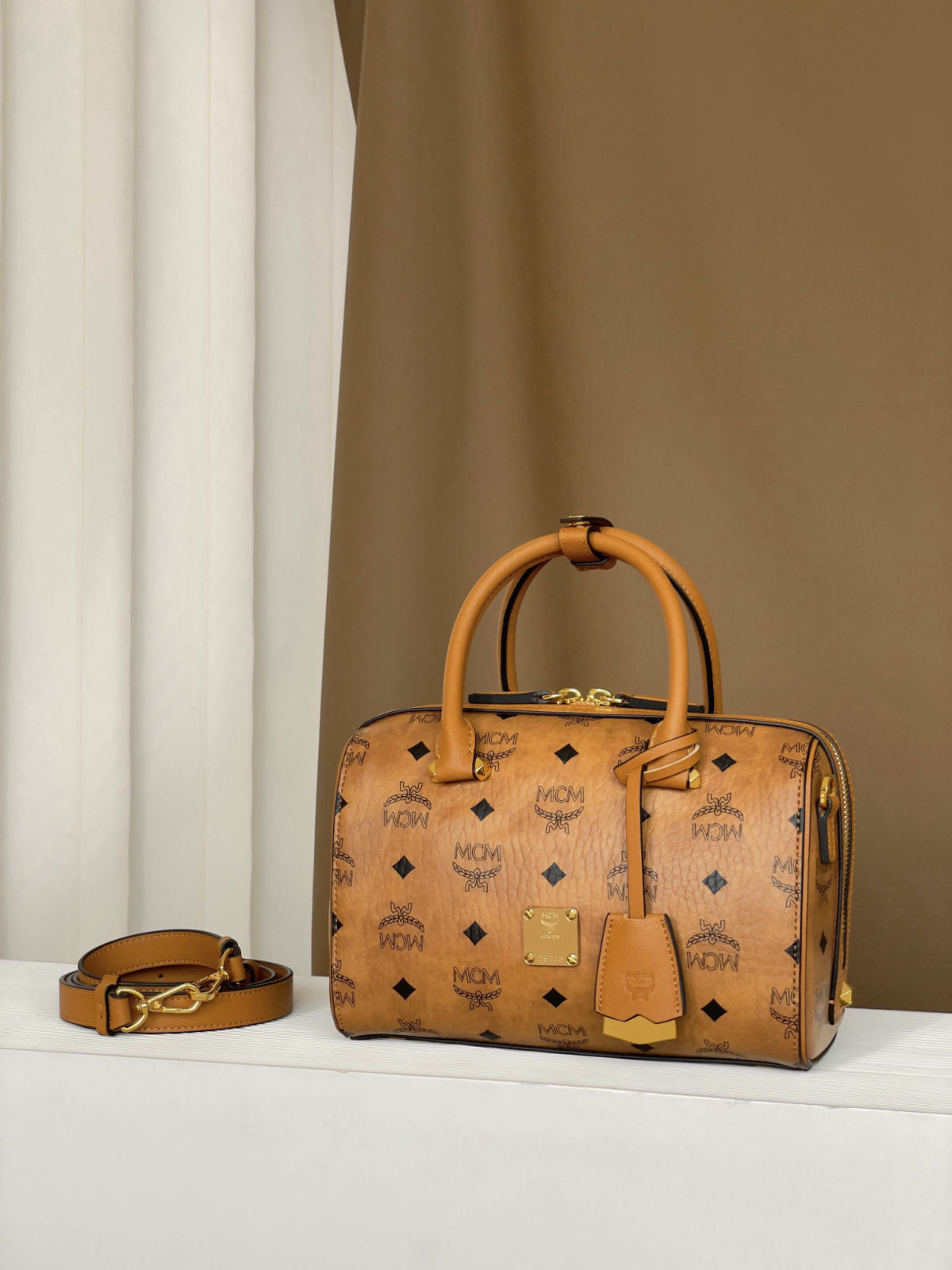MCM AREN VISETOS SMALL Small Boston Bag