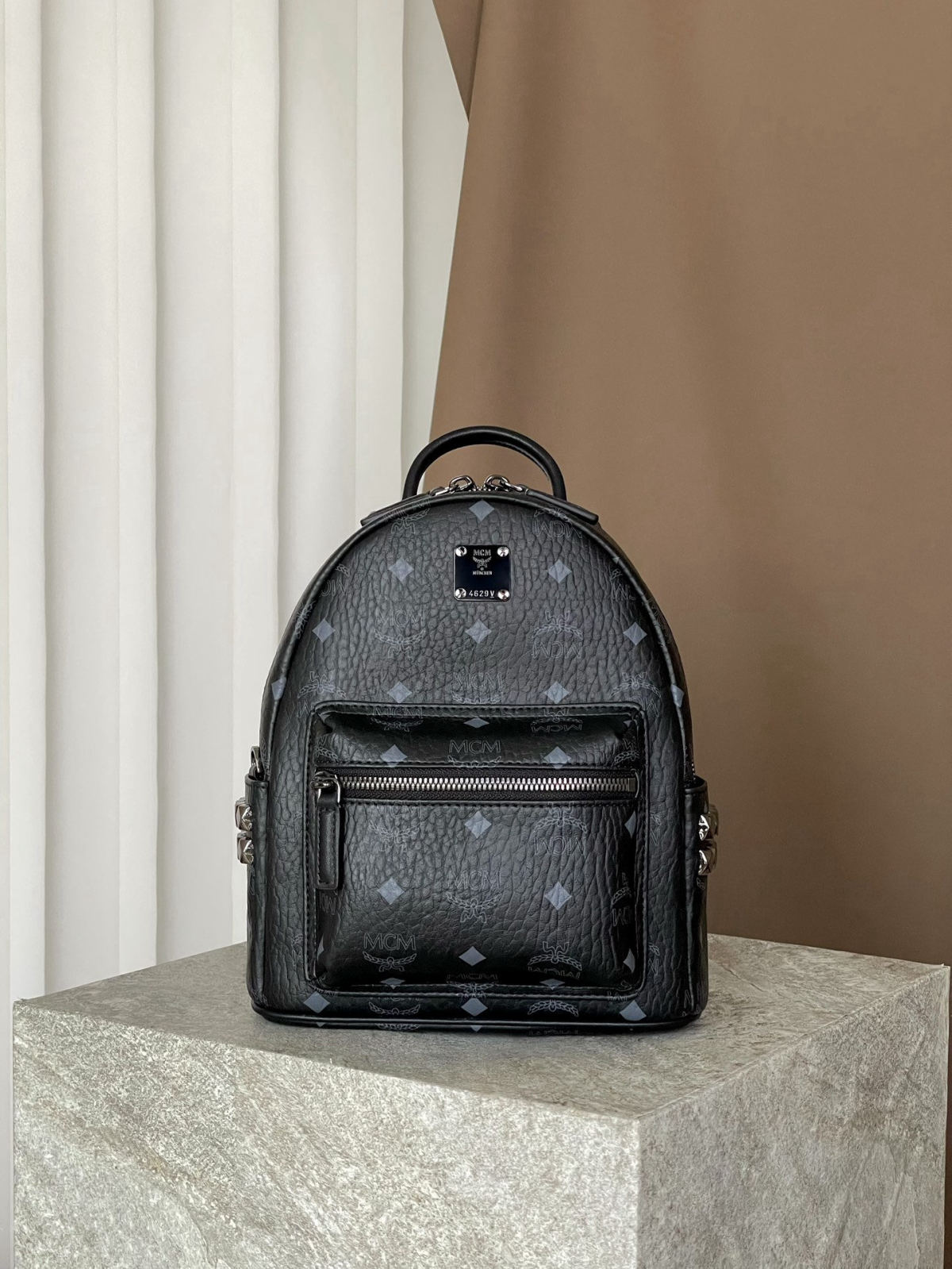MCM STARK VISETOS MINI Studded Backpack, Black