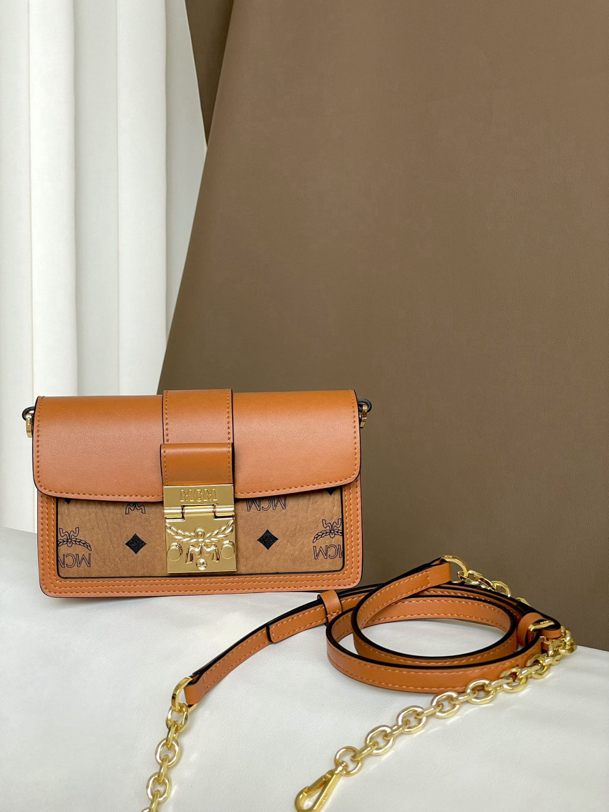 MCM TRACY VISETOS Chain Crossbody Bag