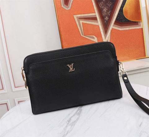 LV single-zip combination lock clutch