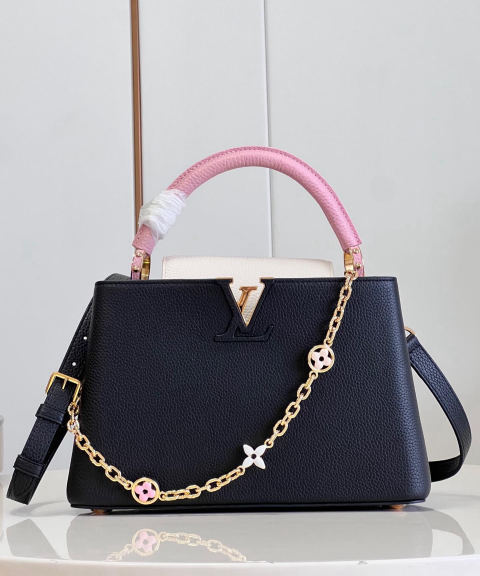 LV black and pink enamel chain