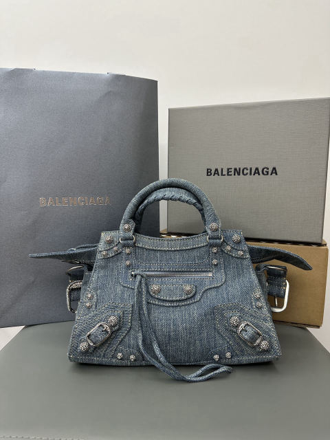 Balenciaga neo cagole motorcycle bag in denim blue