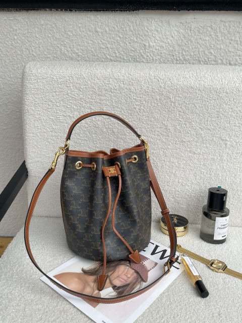 Celine monogram drawstring bucket bag