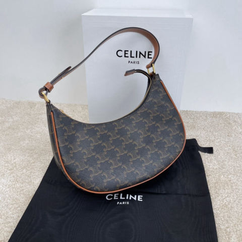 Celine AVA logo print handbag, tan