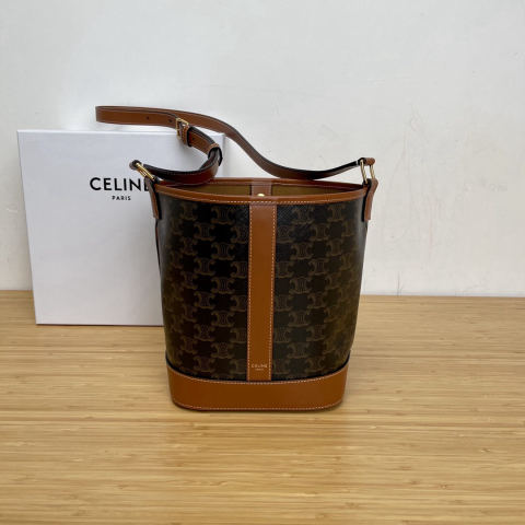 Celine Small Logo Print Bucket Bag