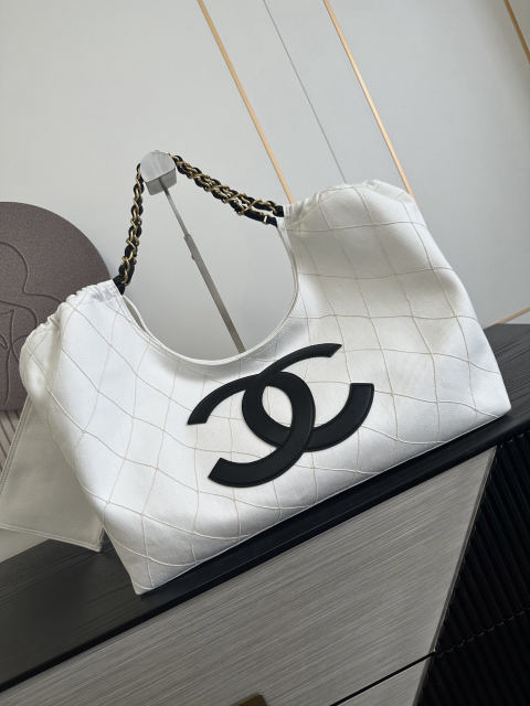 CHANEL Blue Double C Canvas Beach Bag/Tote Bag