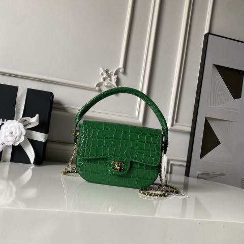 CHANEL Crocodile Embossed Saddle Bag