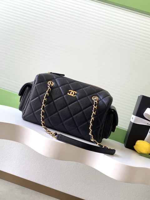 CHANEL Lychee-skin Bowling Bag