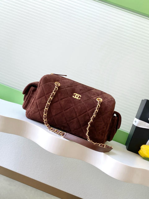 CHANEL Lychee-skin Bowling Bag