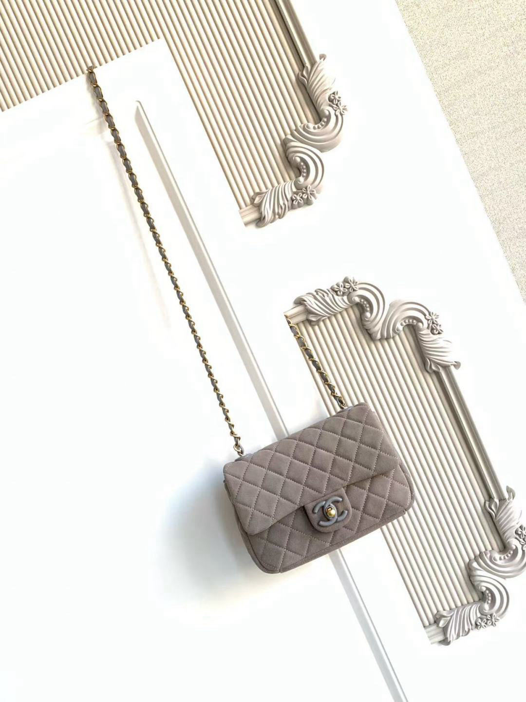 CHANEL Blue Suede CF Bag