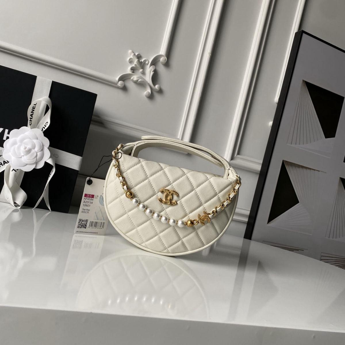 CHANEL Hula Hoop Pearl Crescent Bag