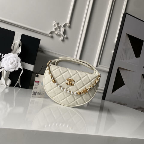 CHANEL Hula Hoop Pearl Crescent Bag
