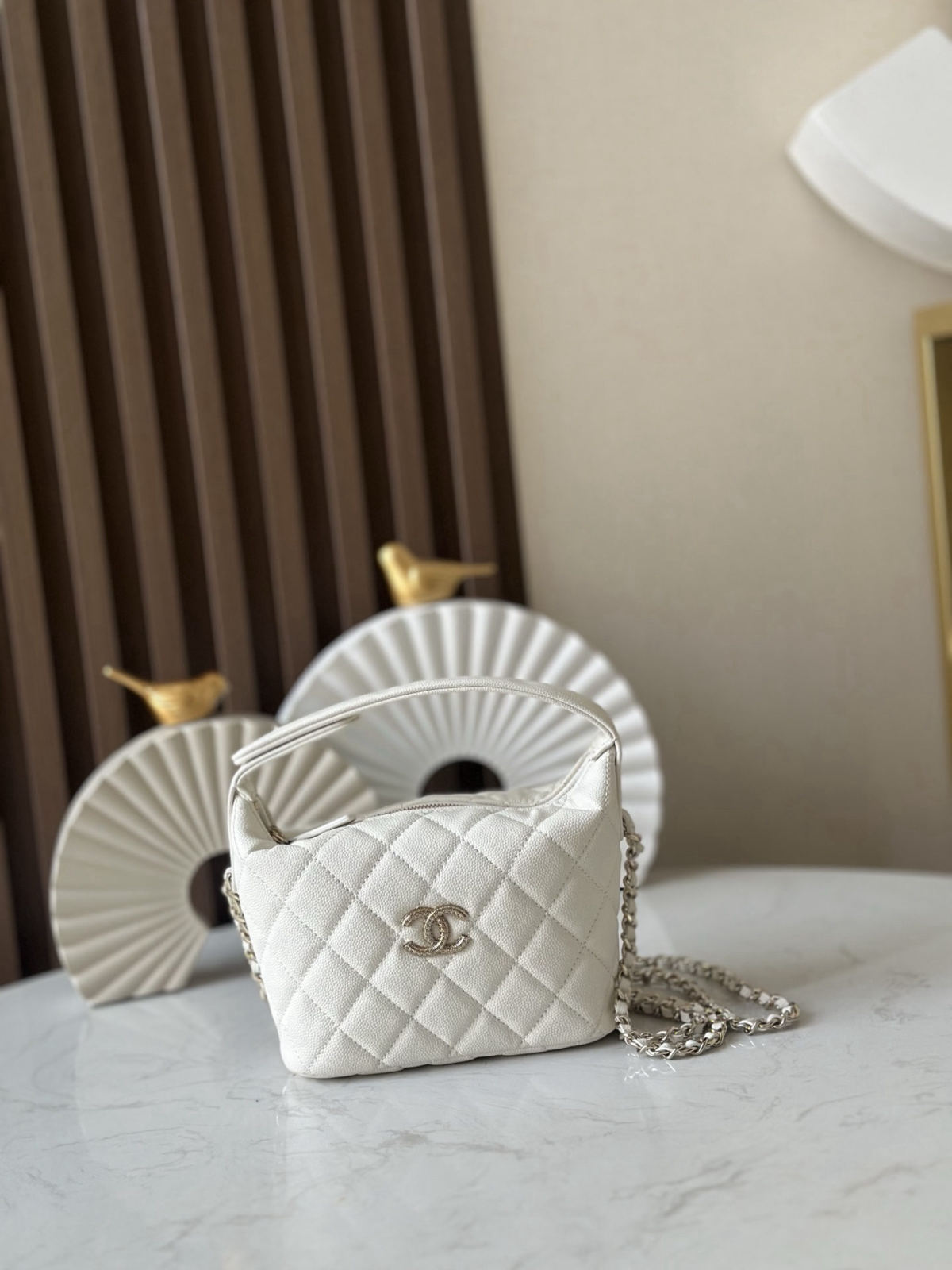 CHANEL embossed buckle lunchbox bag