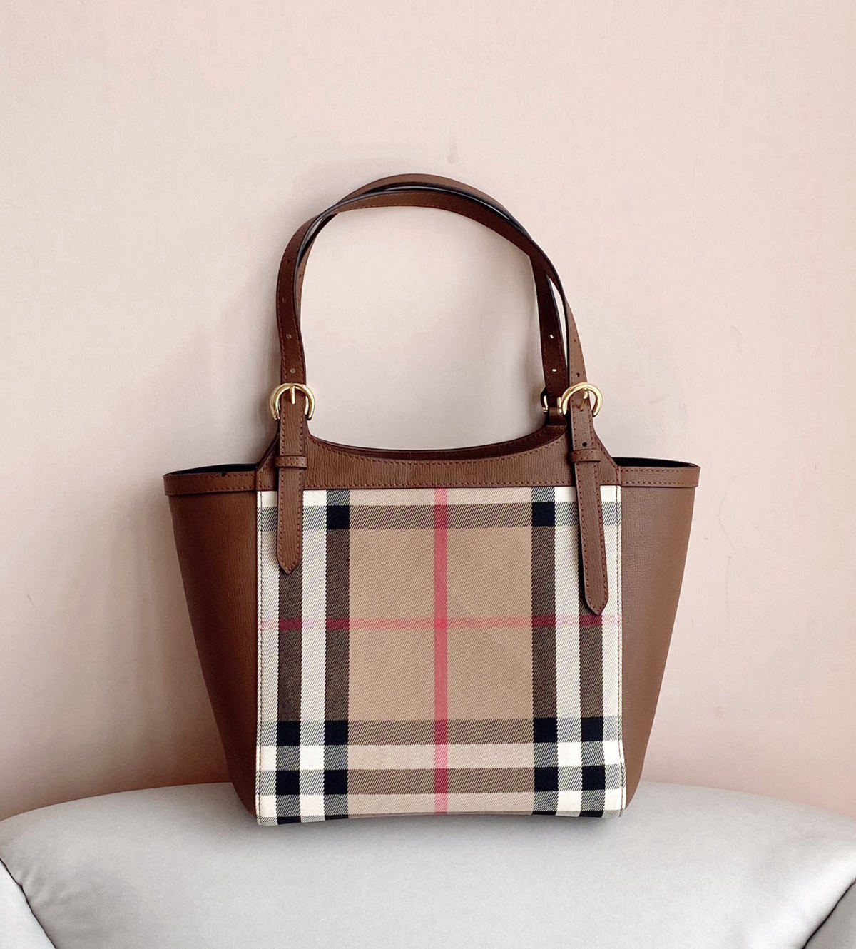 Burberry distorted check tote bag