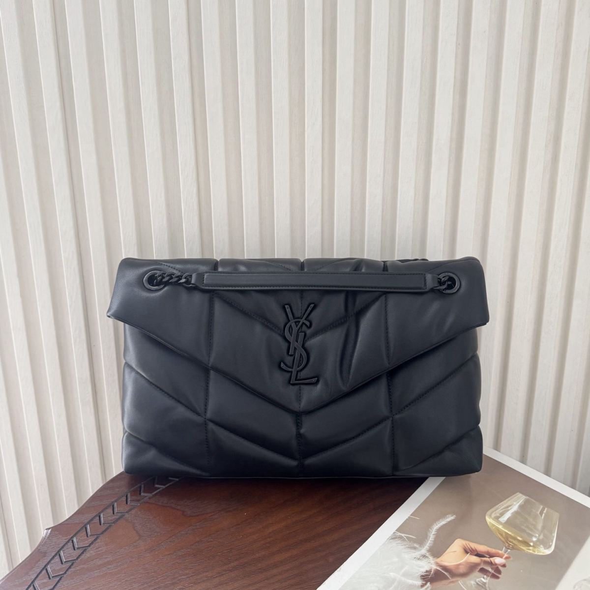 Yves Saint Laurent Louis Puffer Large Quilted Flat Lambskin Bag