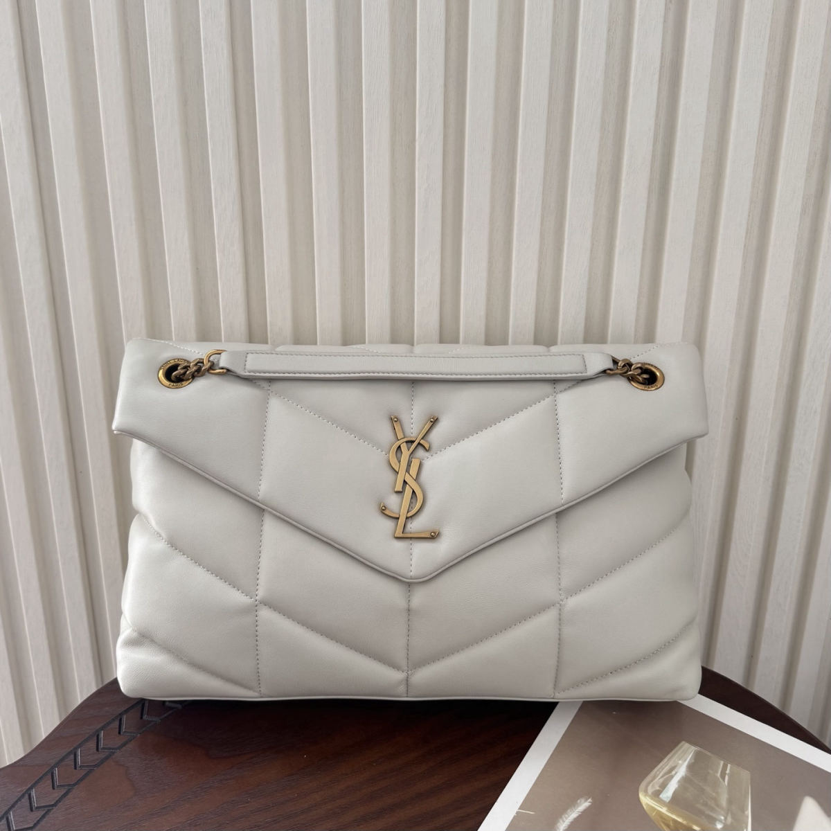 Yves Saint Laurent Louis Puffer Large Quilted Flat Lambskin Bag