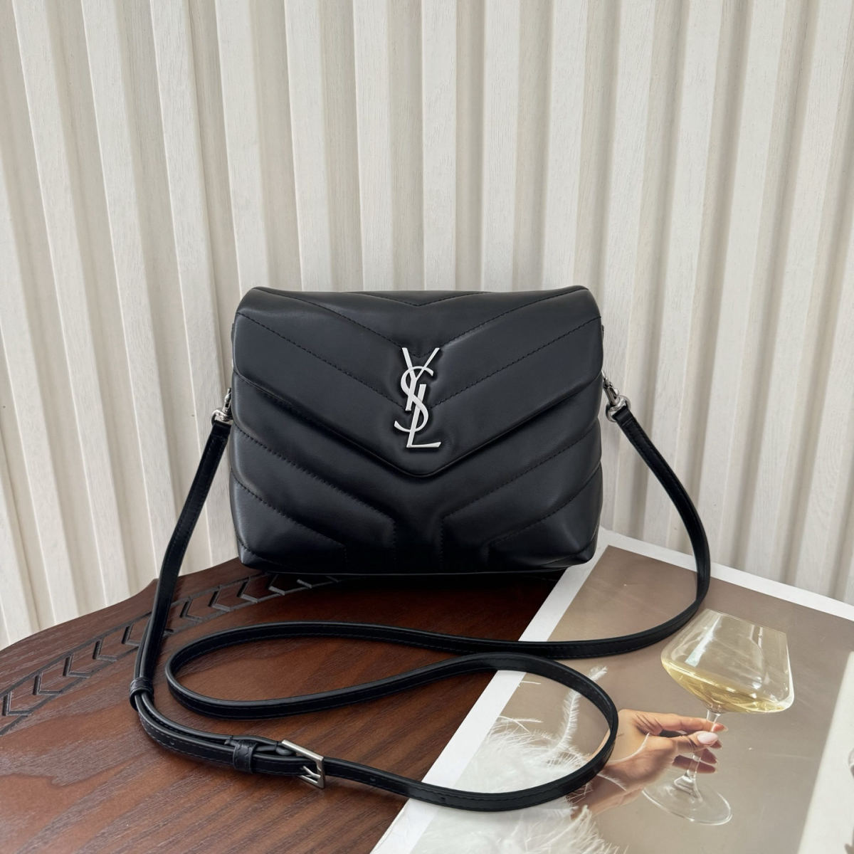 Yves Saint Laurent LouLou mini Y-shaped patchwork calfskin messenger bag