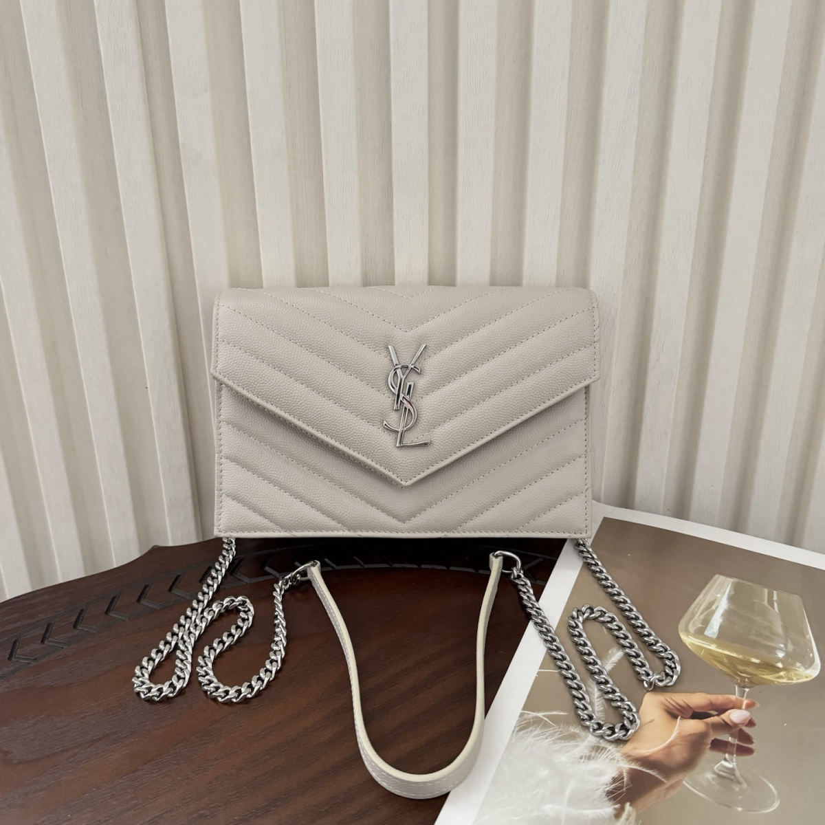 Yves Saint Laurent Monogram Caviar Envelope