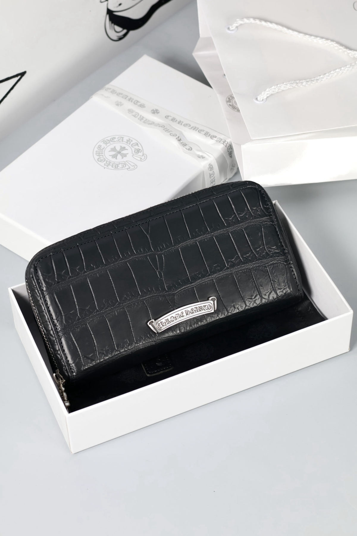 Chrome Hearts Cross-Patterned Long Zip Wallet