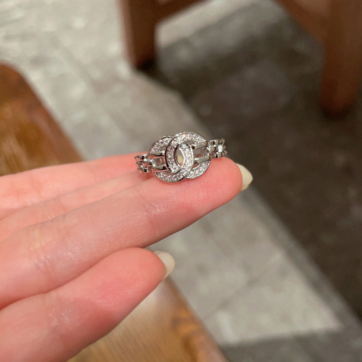 Chanel double C logo ring