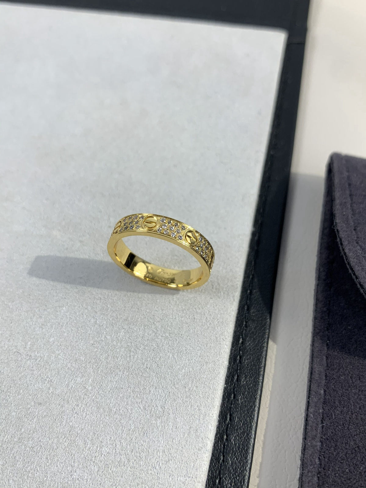 Three-row diamond ring