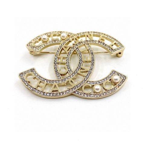 Large New Letter Pearl Openwork Diamond Brooch CHANEL