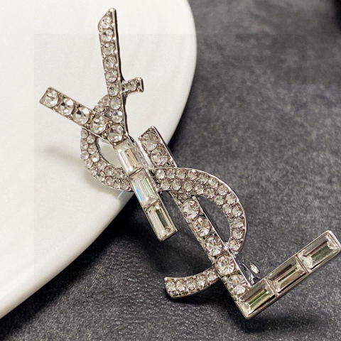 Saint Laurant Silver Full Diamond Brooch