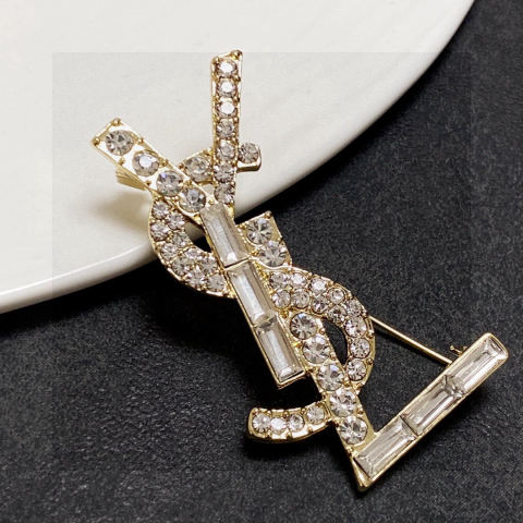 Saint Laurant Silver Full Diamond Brooch