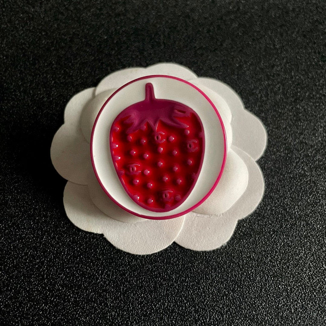 Chanel Round Strawberry Double C Brooch