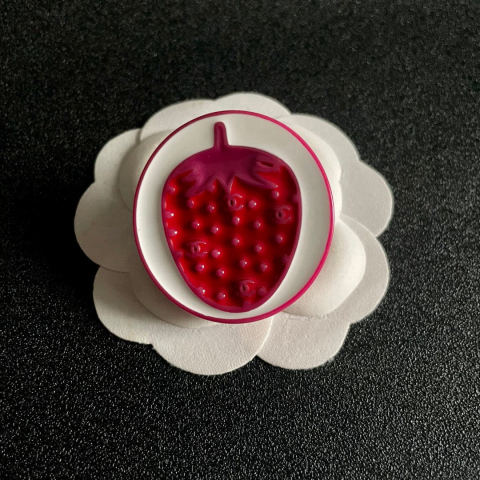 Chanel Round Strawberry Double C Brooch