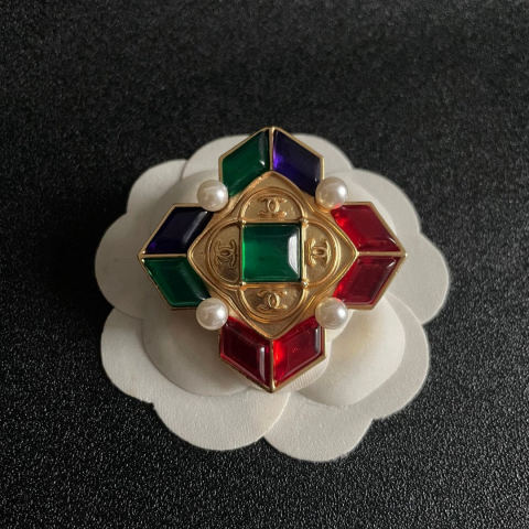 Chanel Colored Diamond Double C Brooch