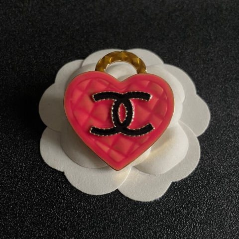 Chanel Heart-Shaped Double C Brooch
