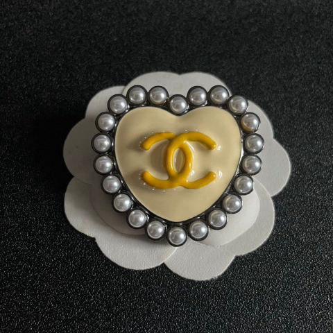 Chanel Heart Pearl Double C Brooch