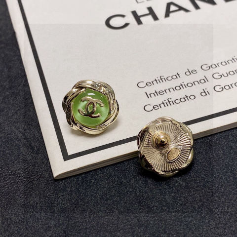 Chanel double C crystal clear purple stud earrings