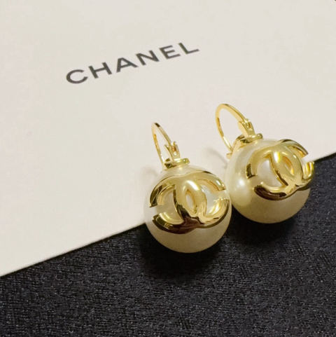 Chanel double C logo pearl stud earrings and hooks
