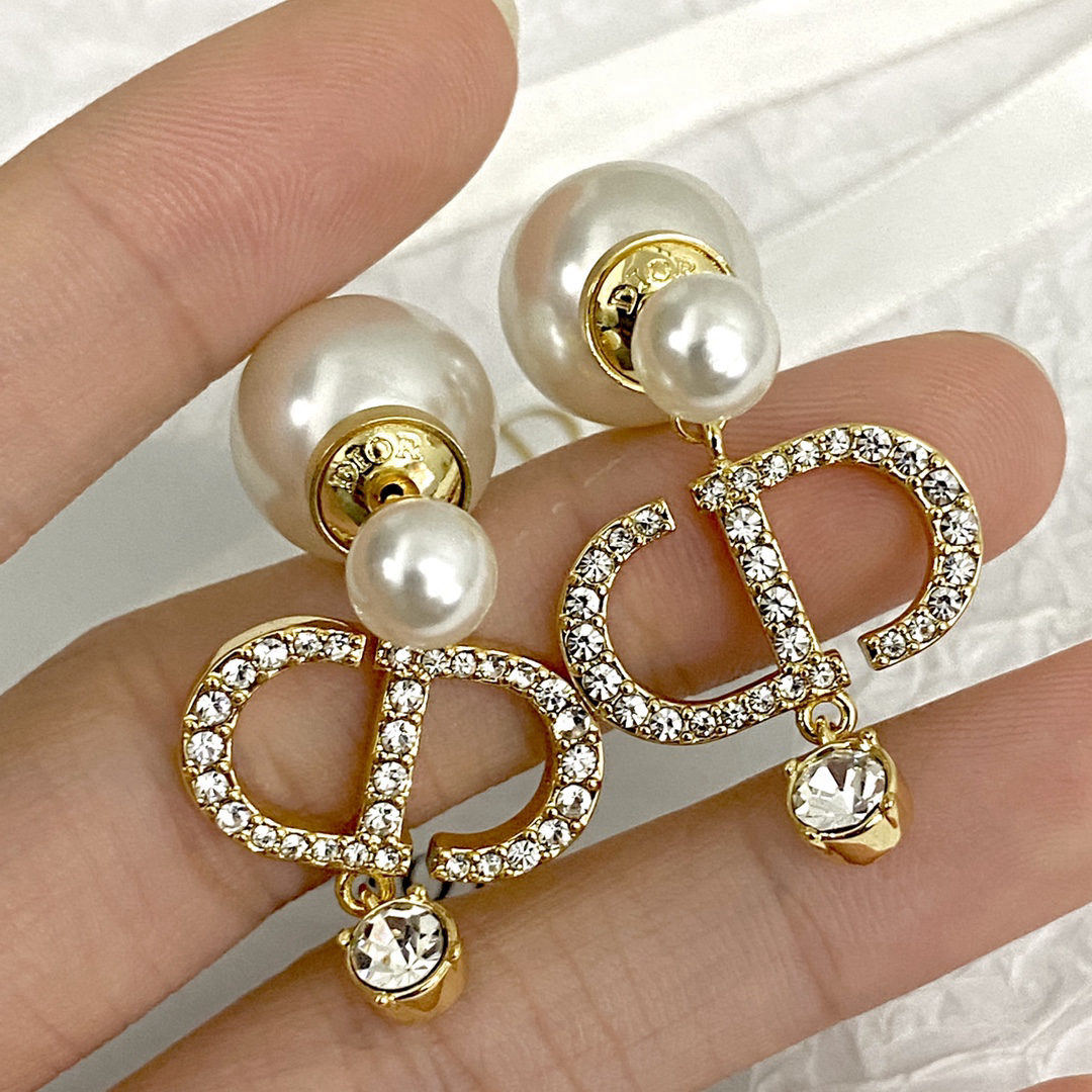 Dior Double Crystal CD Earrings