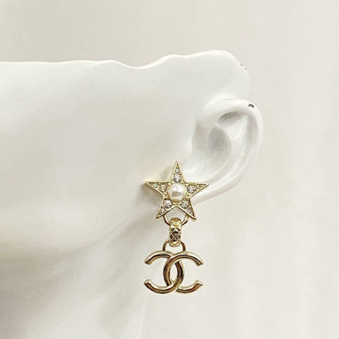 Chanel Pearl Star Double C Stud Earrings