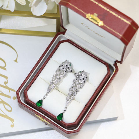Cartier tassel panther earrings with lacquer finish and diamond setting