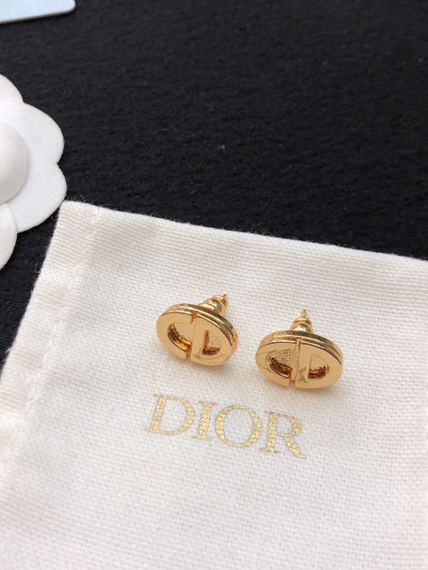 Dior gold mini CD earrings