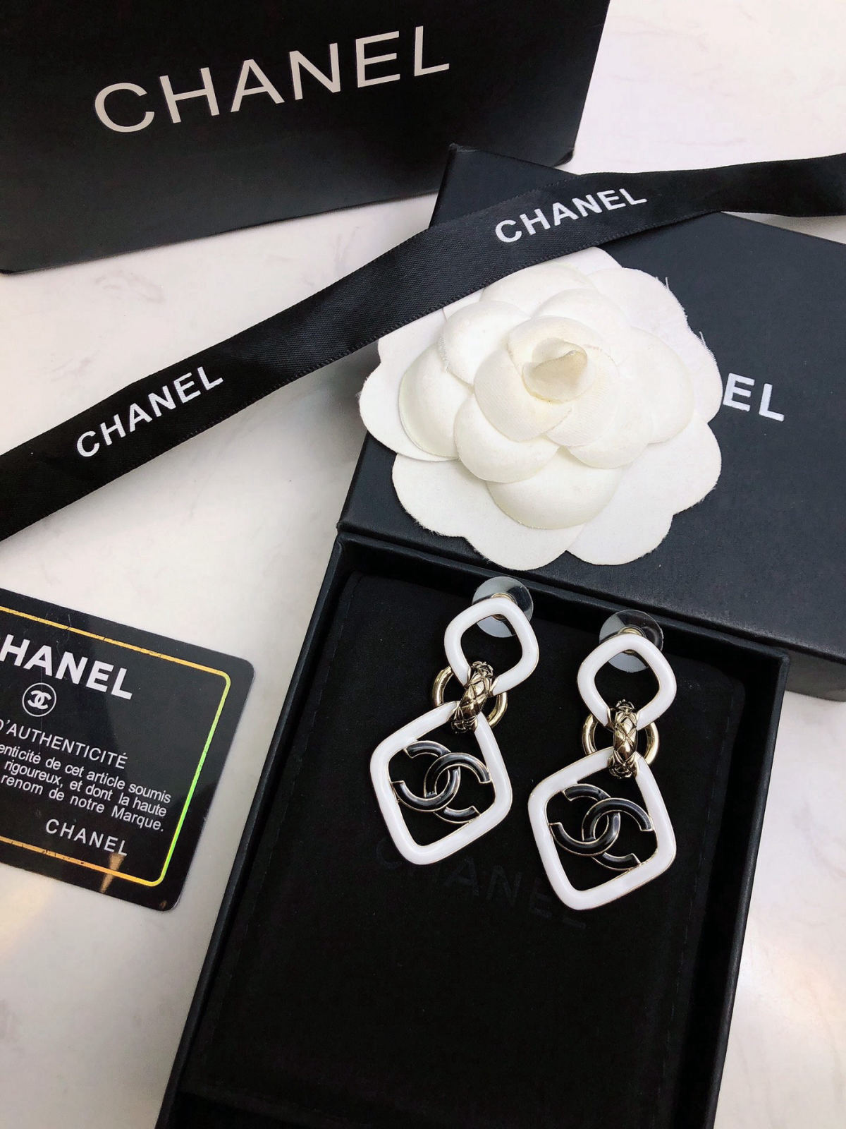 Chanel Leaf Double C Earrings