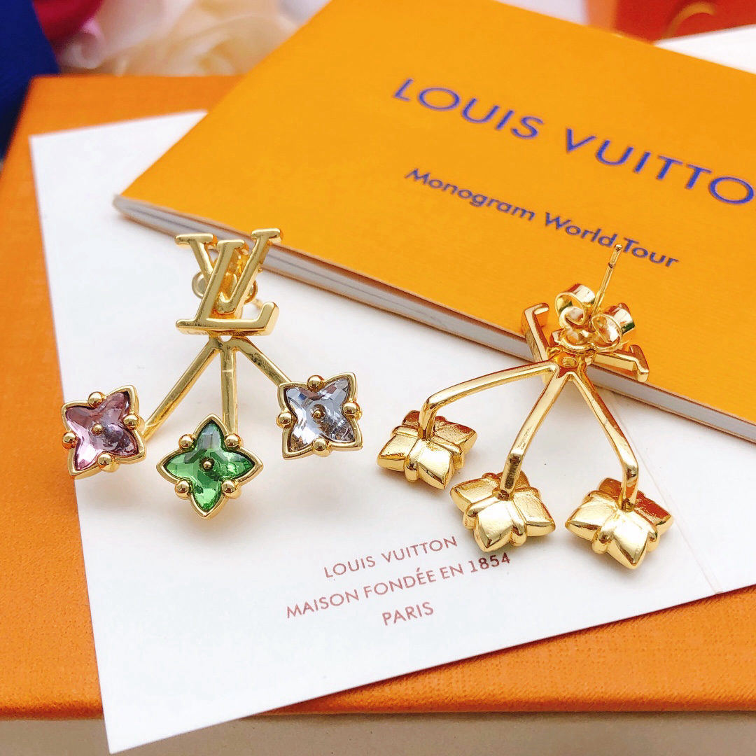 Lv Colored Diamond Flower Earrings