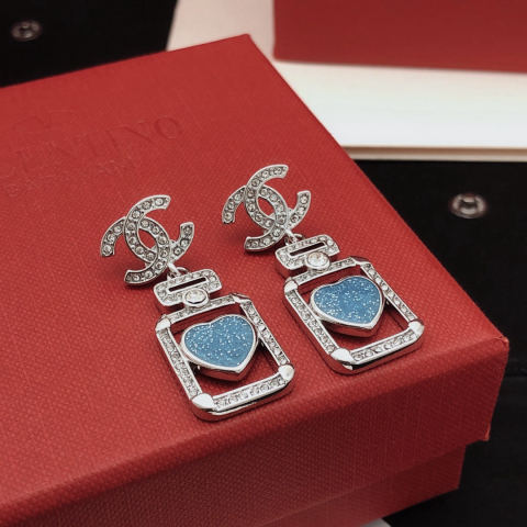 Chanel Blue Heart Earrings